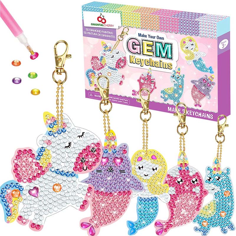 5D Diamond Keychains Kids DIY Art Crafts