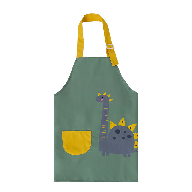 Cartoon Dinosaur Printed Waterproof Kids Schort foar keunst aktiviteiten
