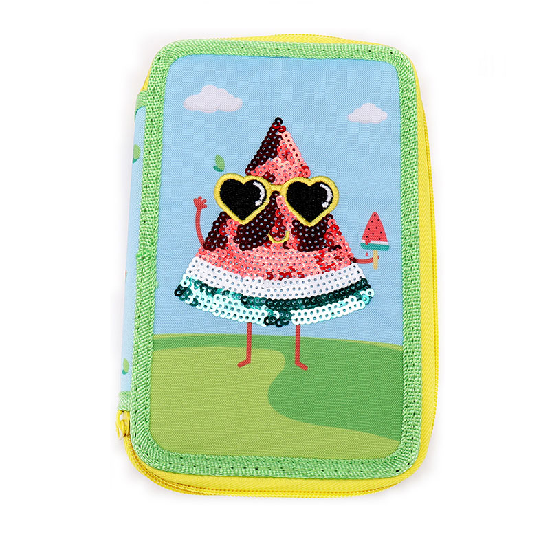 Ultra-ljochtgewicht Watermeloen dûbele ritsen Stationery Pouch